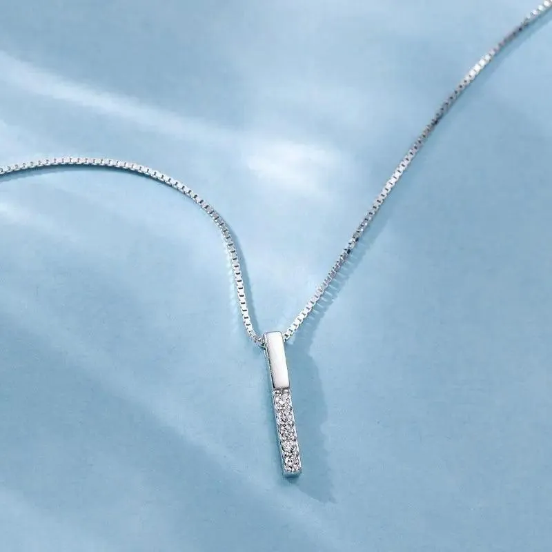 Fashion Aesthetic 925 Sterling Silver Vertical Bar Slidable Romantic Pendant Necklace - Fashion Jewelry for women