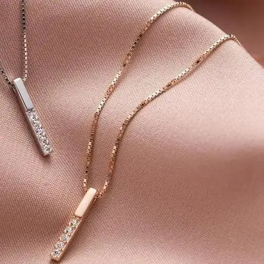 Fashion Aesthetic 925 Sterling Silver Vertical Bar Slidable Romantic Pendant Necklace - Fashion Jewelry for women