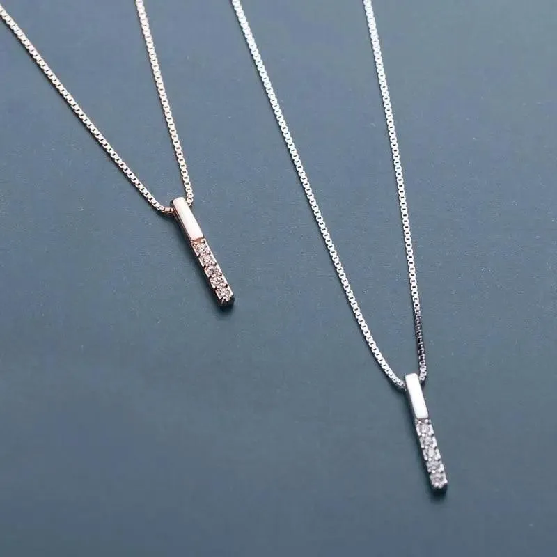 Fashion Aesthetic 925 Sterling Silver Vertical Bar Slidable Romantic Pendant Necklace - Fashion Jewelry for women