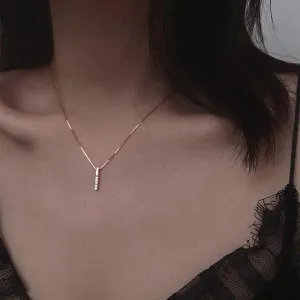 Fashion Aesthetic 925 Sterling Silver Vertical Bar Slidable Romantic Pendant Necklace - Fashion Jewelry for women