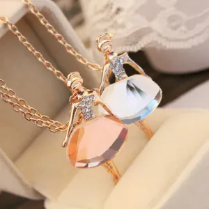 Fashion Jewelry Crystal Ballet Pendant Necklace