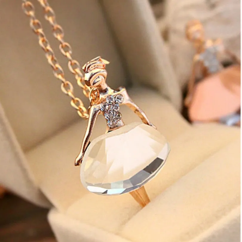 Fashion Jewelry Crystal Ballet Pendant Necklace
