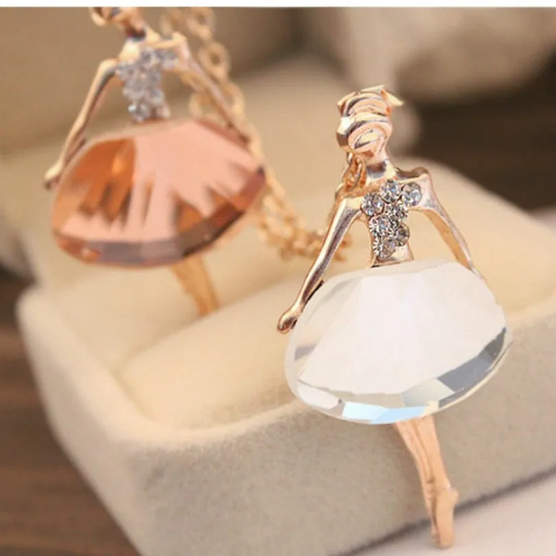 Fashion Jewelry Crystal Ballet Pendant Necklace