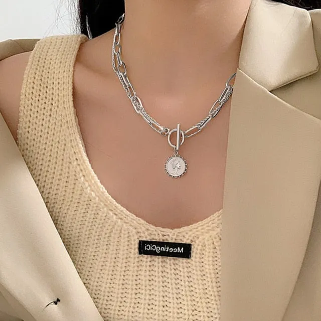 Fashion Thick Chain Toggle Clasp Necklaces