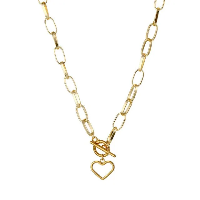 Fashion Thick Chain Toggle Clasp Necklaces