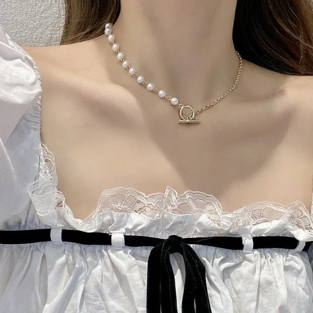 Fashion Thick Chain Toggle Clasp Necklaces