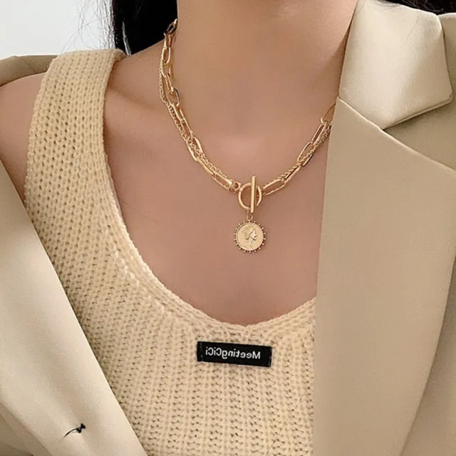 Fashion Thick Chain Toggle Clasp Necklaces