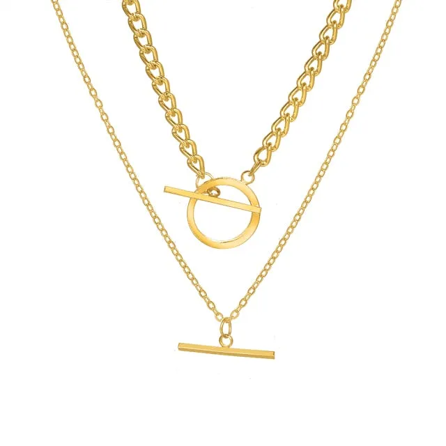 Fashion Thick Chain Toggle Clasp Necklaces