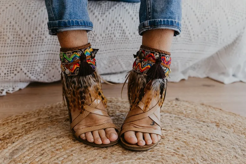 Fashionable Boho Feather Sandals