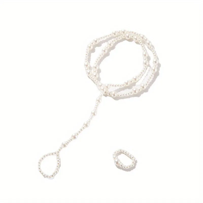 Faux Pearl Barefoot Sandals Anklet