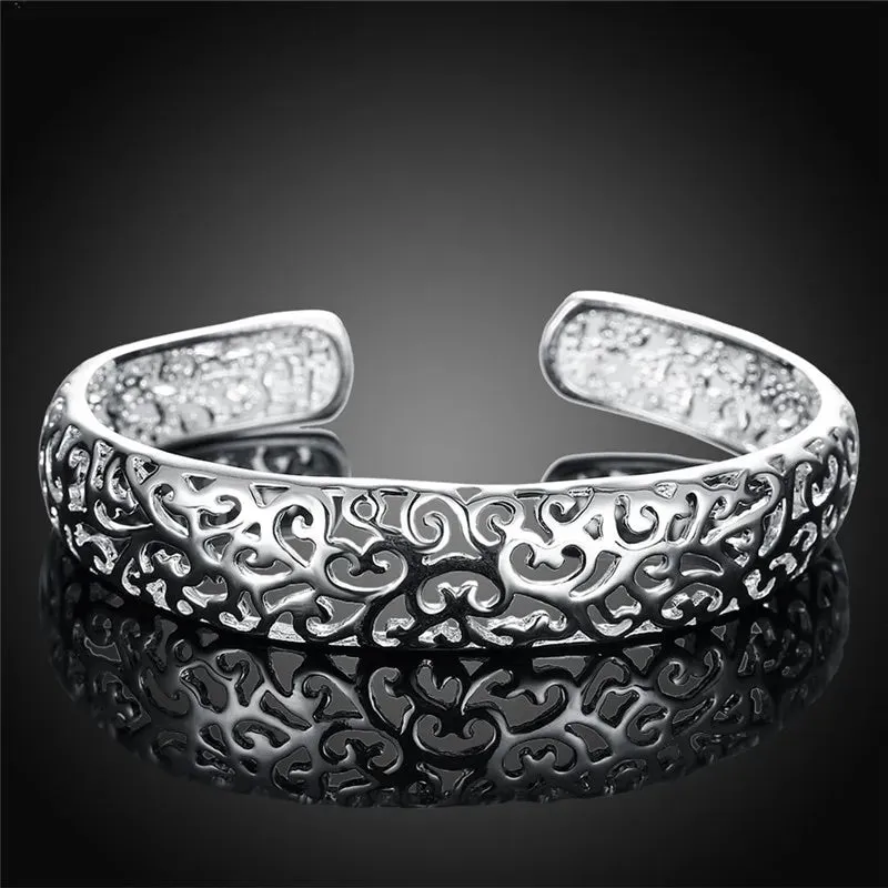 Femme Pulsera Exquisite Open Bangle Bracelet 925 Women Sterling Jewelry High Quality Silver Cuff Bangle Bijoux Wholesale