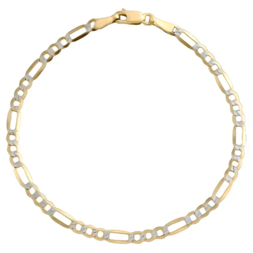 Figaro Anklet Plain & Diamond Cut