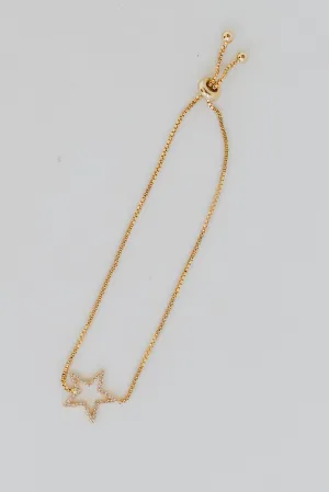 FINAL SALE - Lilah Gold Rhinestone Star Charm Bracelet
