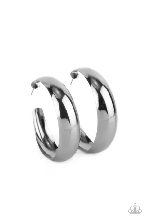 Flat Out Flawless Black Hoop Earrings Paparazzi