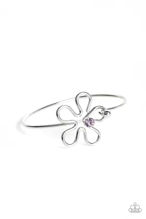 Floral Innovation - Purple - Groovy Flower Rhinestone Paparazzi Hook Bangle Bracelet