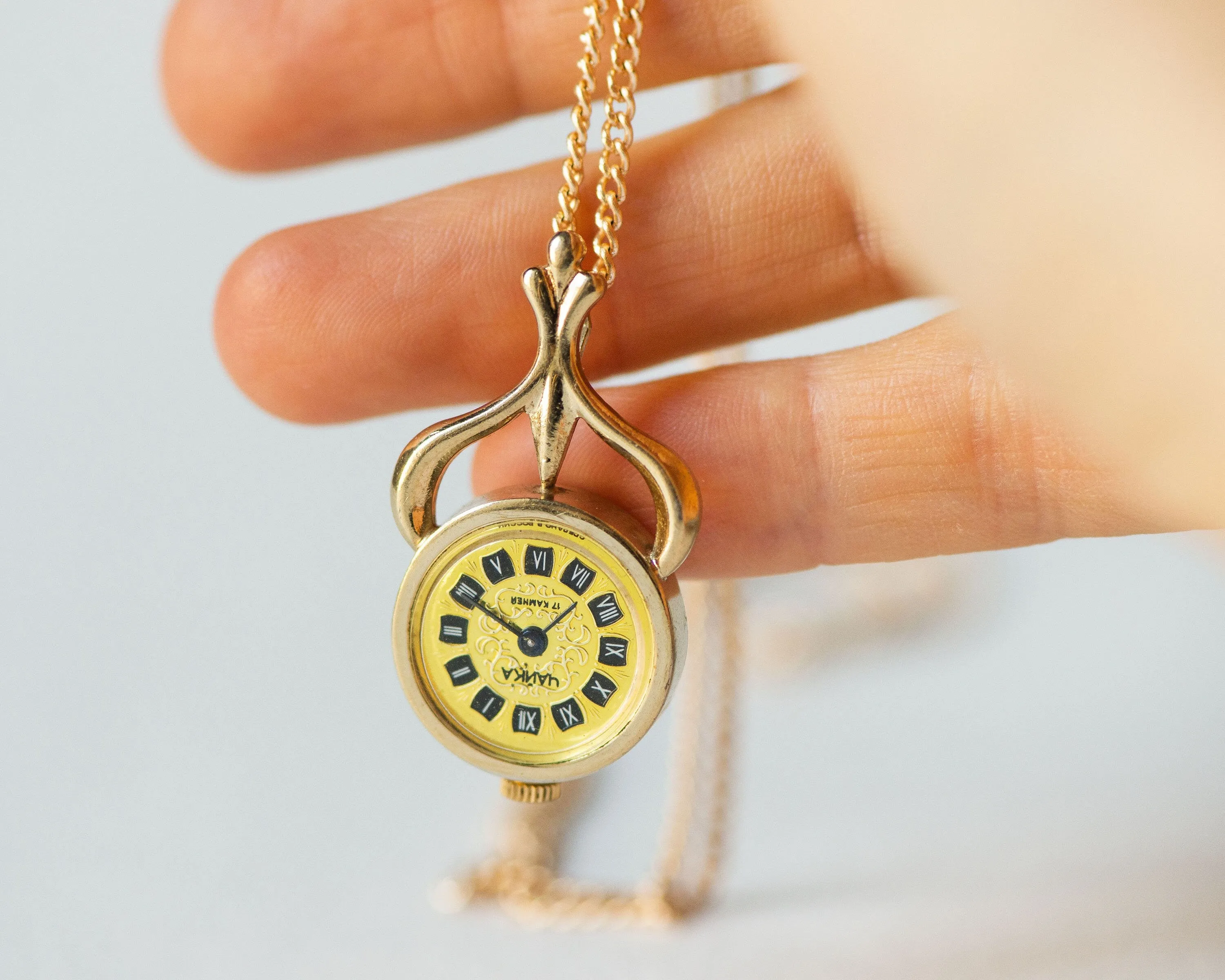 Flowers case watch necklace Seagull, women's pendant watch unique, ornamented watch pendant gold plated, rare design fashion pendant gift