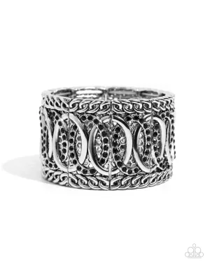 Forged Fashion - Black - Rhinestone Encrusted Chain Link Paparazzi Stretchy Bracelet