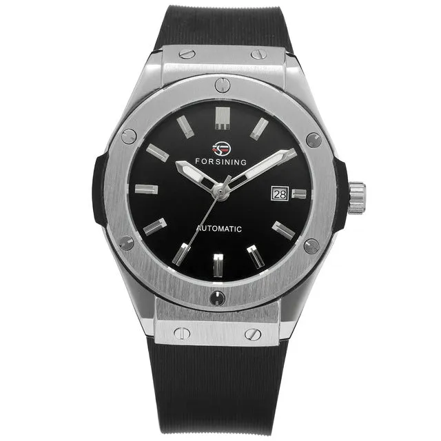 FORSINING Military Sports Auto Mechanical Watch Men Rubber Strap Skeleton Mens Watches Top Brand Luxury HIP HOP Punk Clock