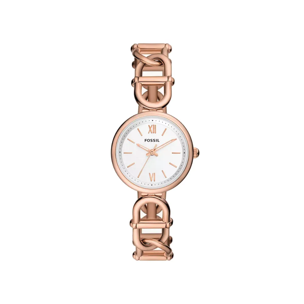 Fossil Women's Carlie Three-Hand Rose Gold-Tone Stainless Steel Watch