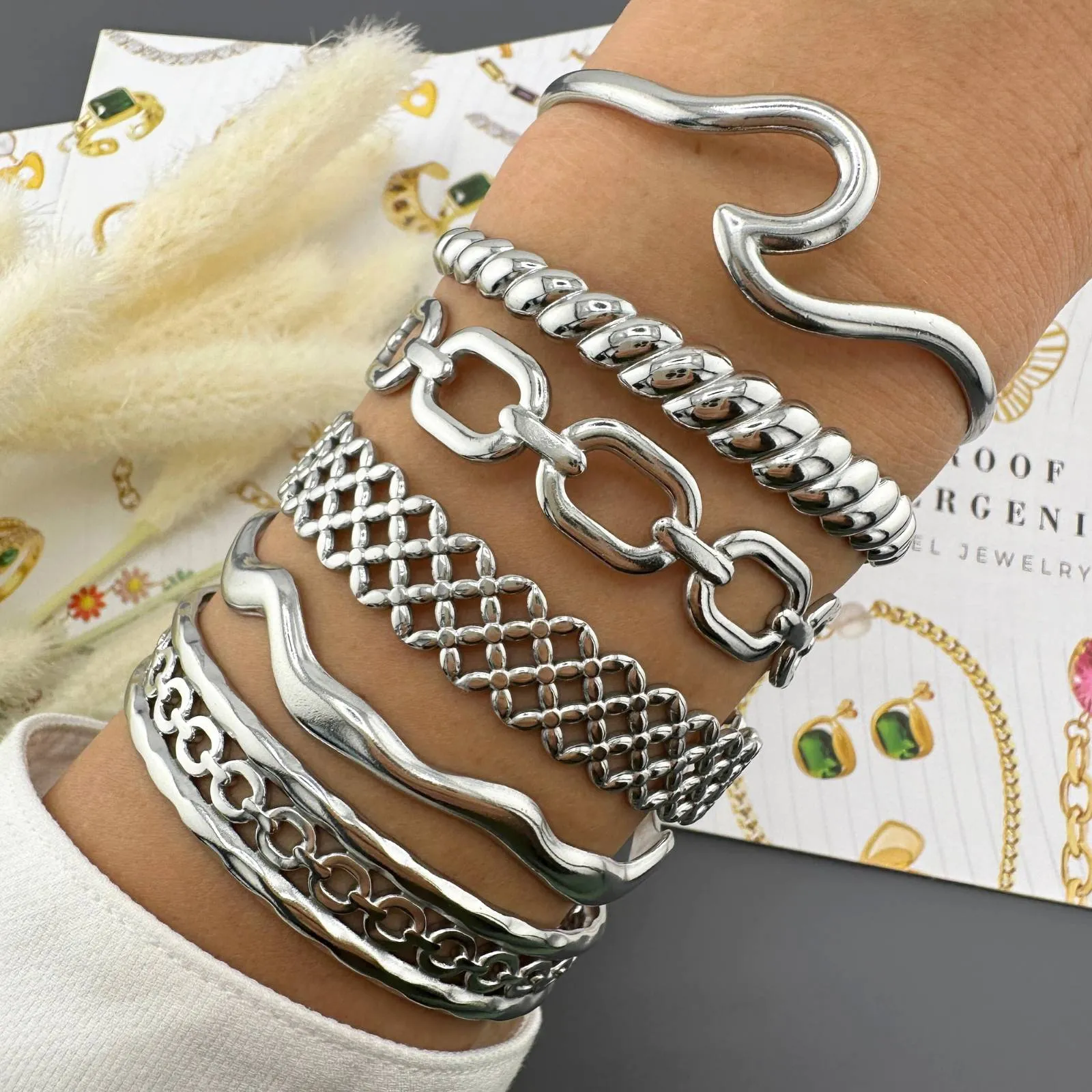 Freeform Wave Cuff – Stainless Steel