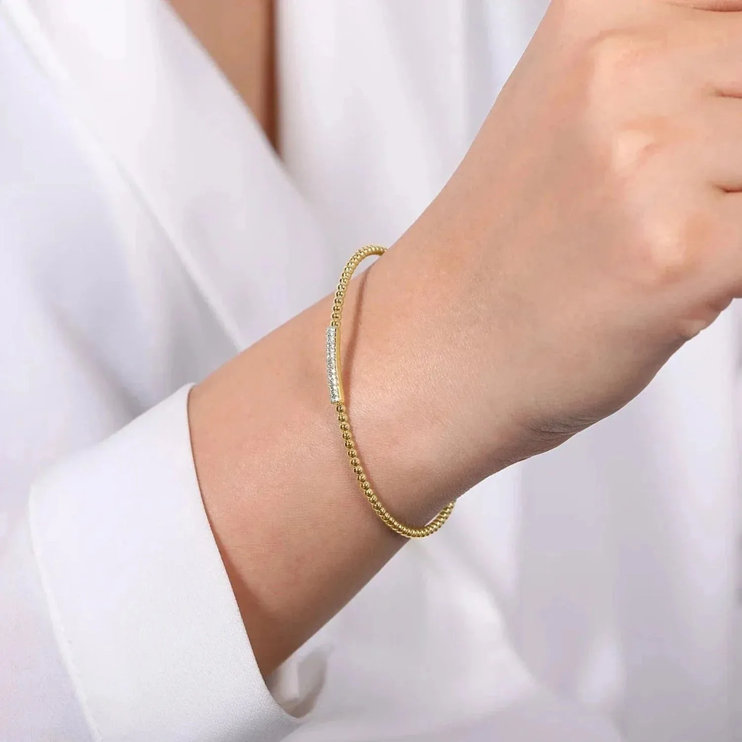 Gabriel & Co. Bujukan Mini Diamond Bar Bead Cuff Bracelet