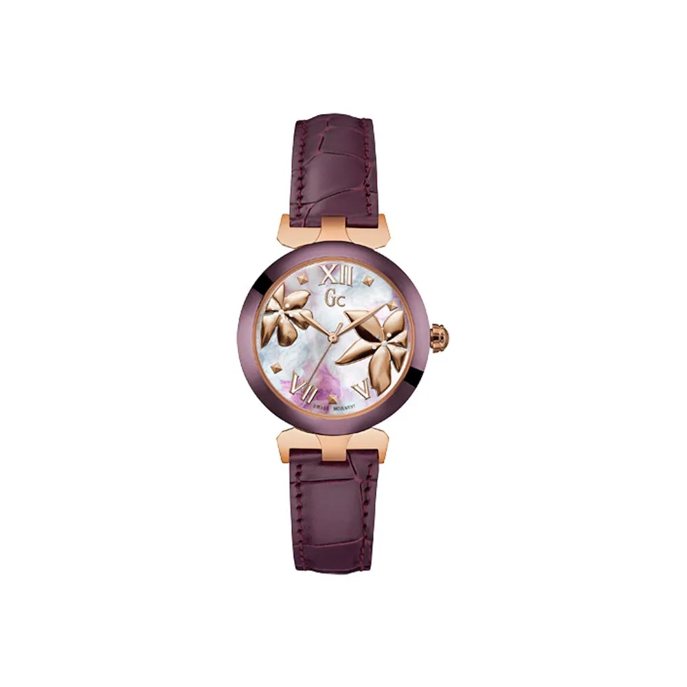 Gc Ladies Ladybelle Collection Watch IP Rose Gold With Leather Strap