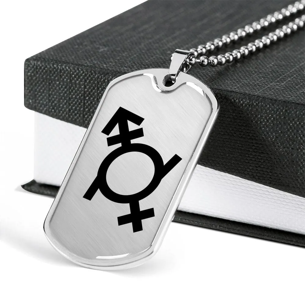 Genderfluid Emblem Dog Tag Necklace