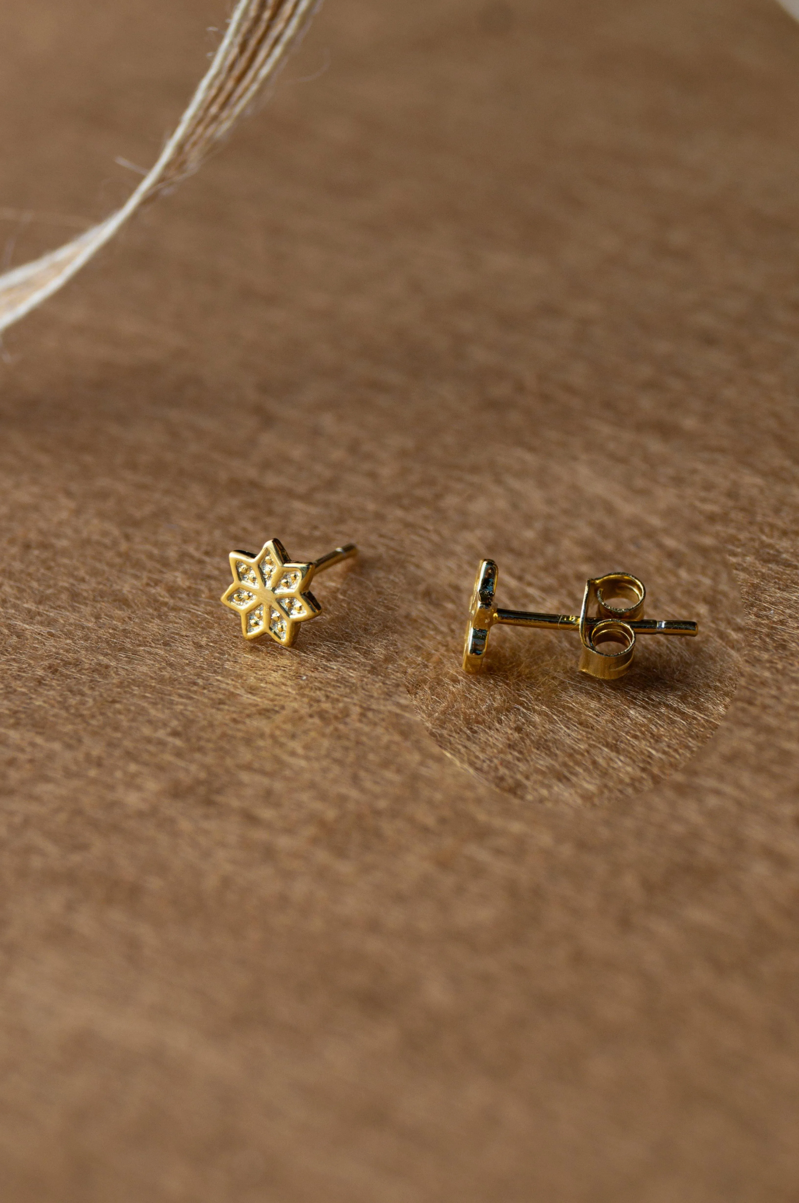 Geometric Flower Gold Plated Mini Sterling Silver Stud Earrings