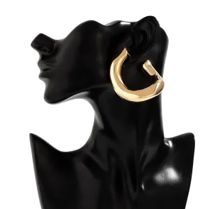 Geometric Gold Silver Plated Irregular U Shaped Stud Earrings