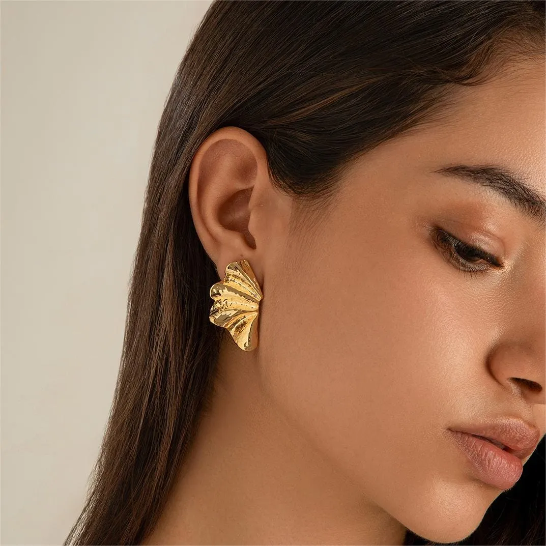 Geometric Gold Silver Plated Wing Shaped Earrings
