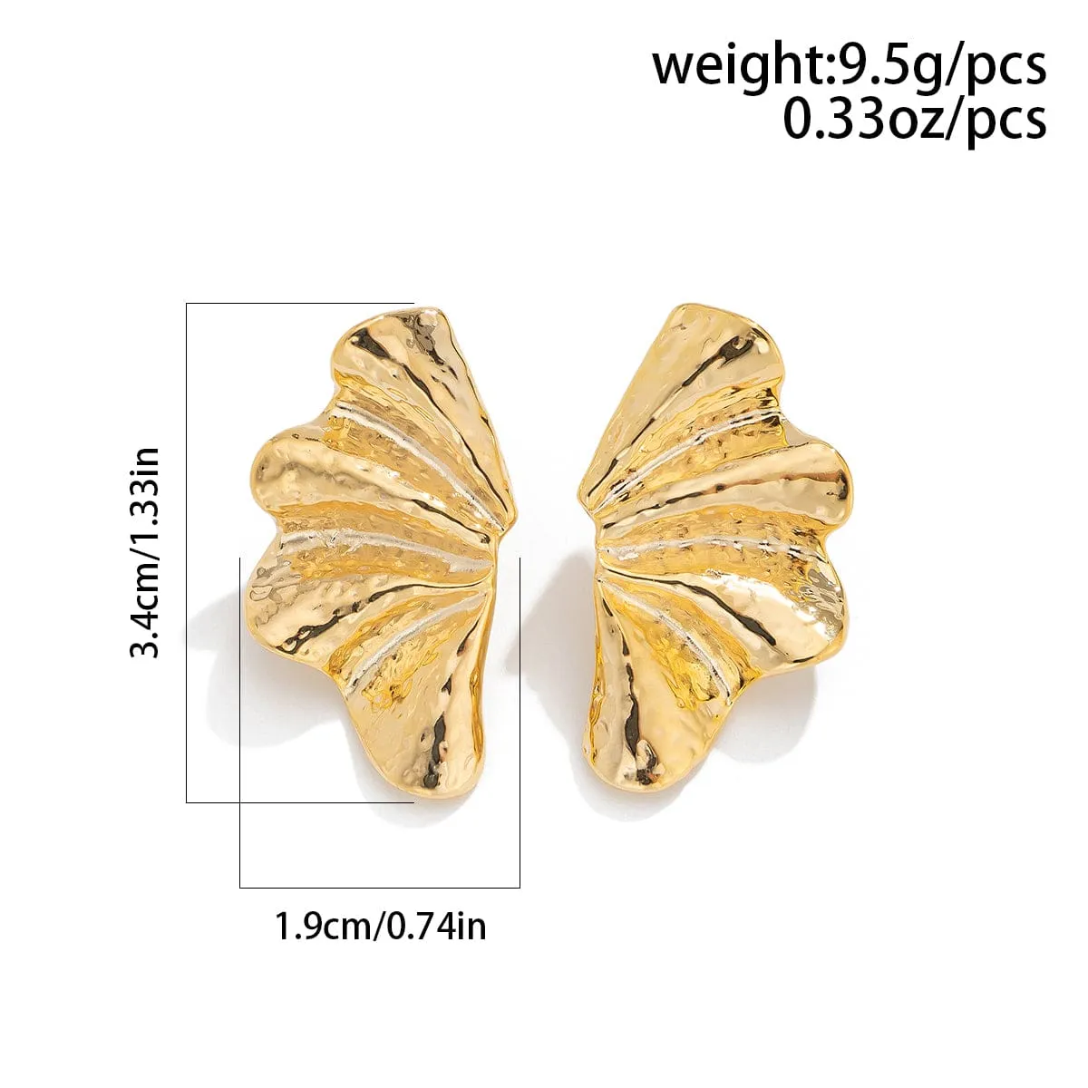 Geometric Gold Silver Plated Wing Shaped Earrings