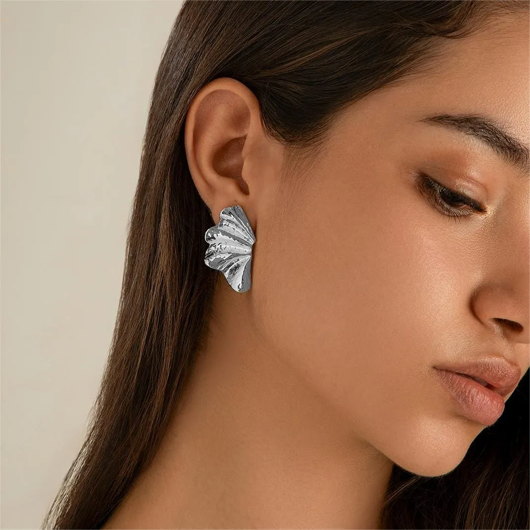 Geometric Gold Silver Plated Wing Shaped Earrings