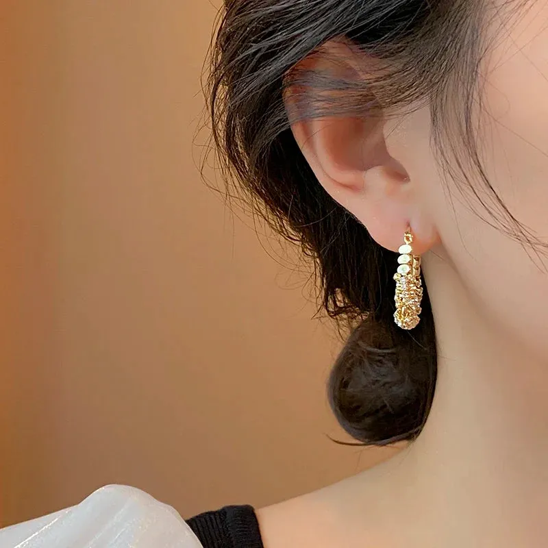 Geometric Irregular Micro Set Zircon Metal Earrings Luxury Ear Accessories Fashion Jewelry