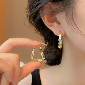 Geometric Irregular Micro Set Zircon Metal Earrings Luxury Ear Accessories Fashion Jewelry
