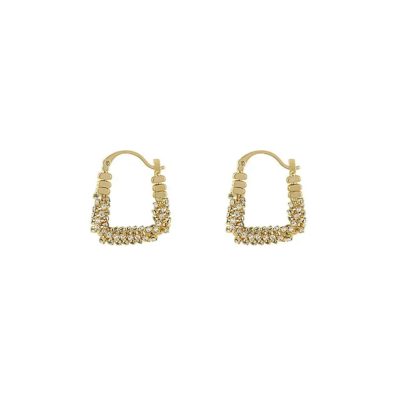 Geometric Irregular Micro Set Zircon Metal Earrings Luxury Ear Accessories Fashion Jewelry