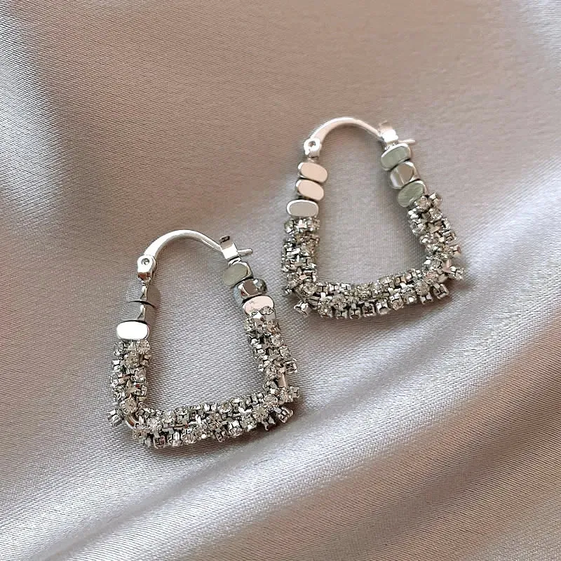 Geometric Irregular Micro Set Zircon Metal Earrings Luxury Ear Accessories Fashion Jewelry