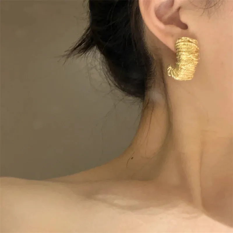 Geometric Metal Irregular Grain Stud Earrings  For Women Punk Style Personality Earrings Travel Party Jewelry Gift