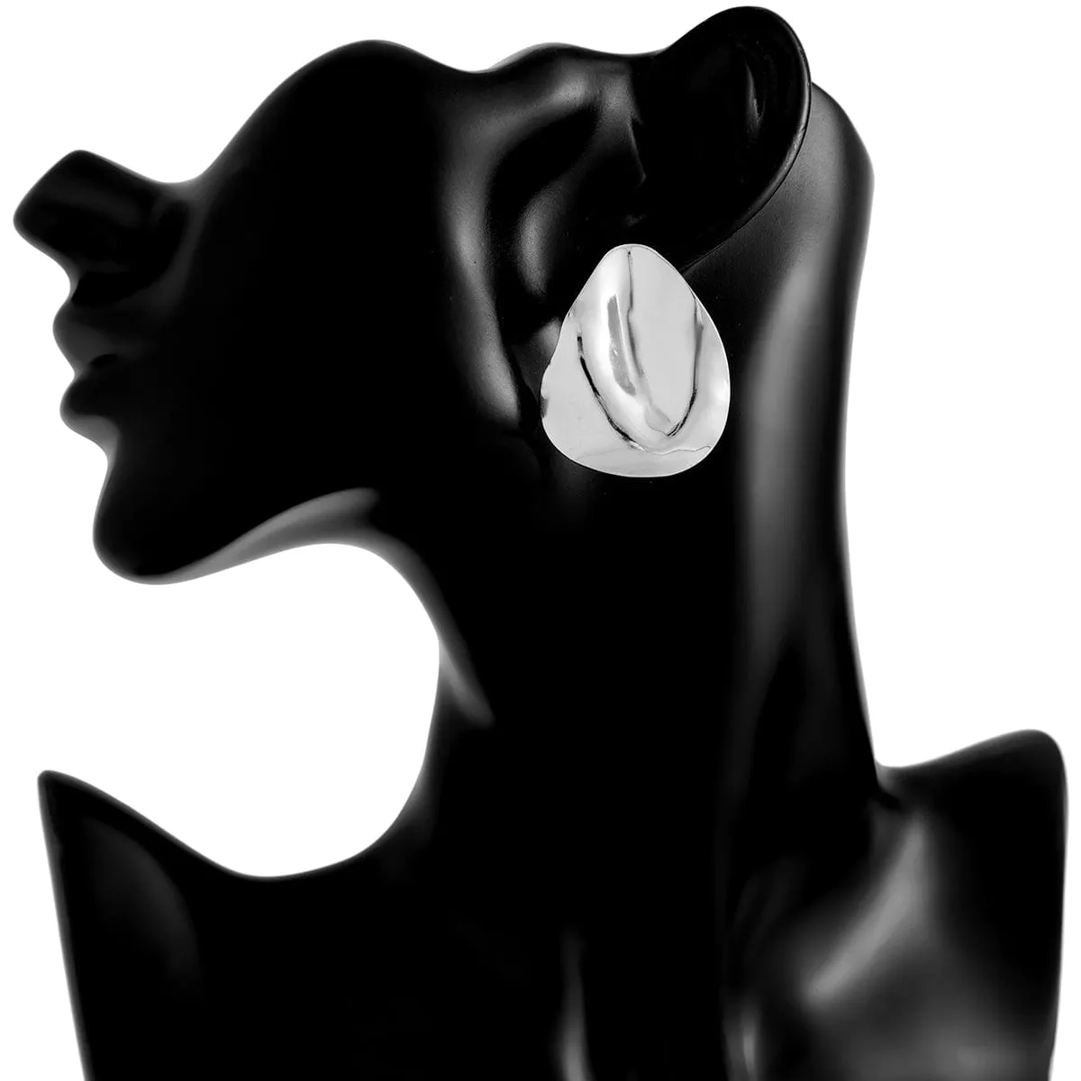 Geometric Metallic Pleated Waterdrop Stud Earrings