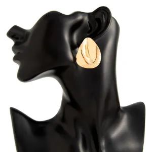 Geometric Metallic Pleated Waterdrop Stud Earrings
