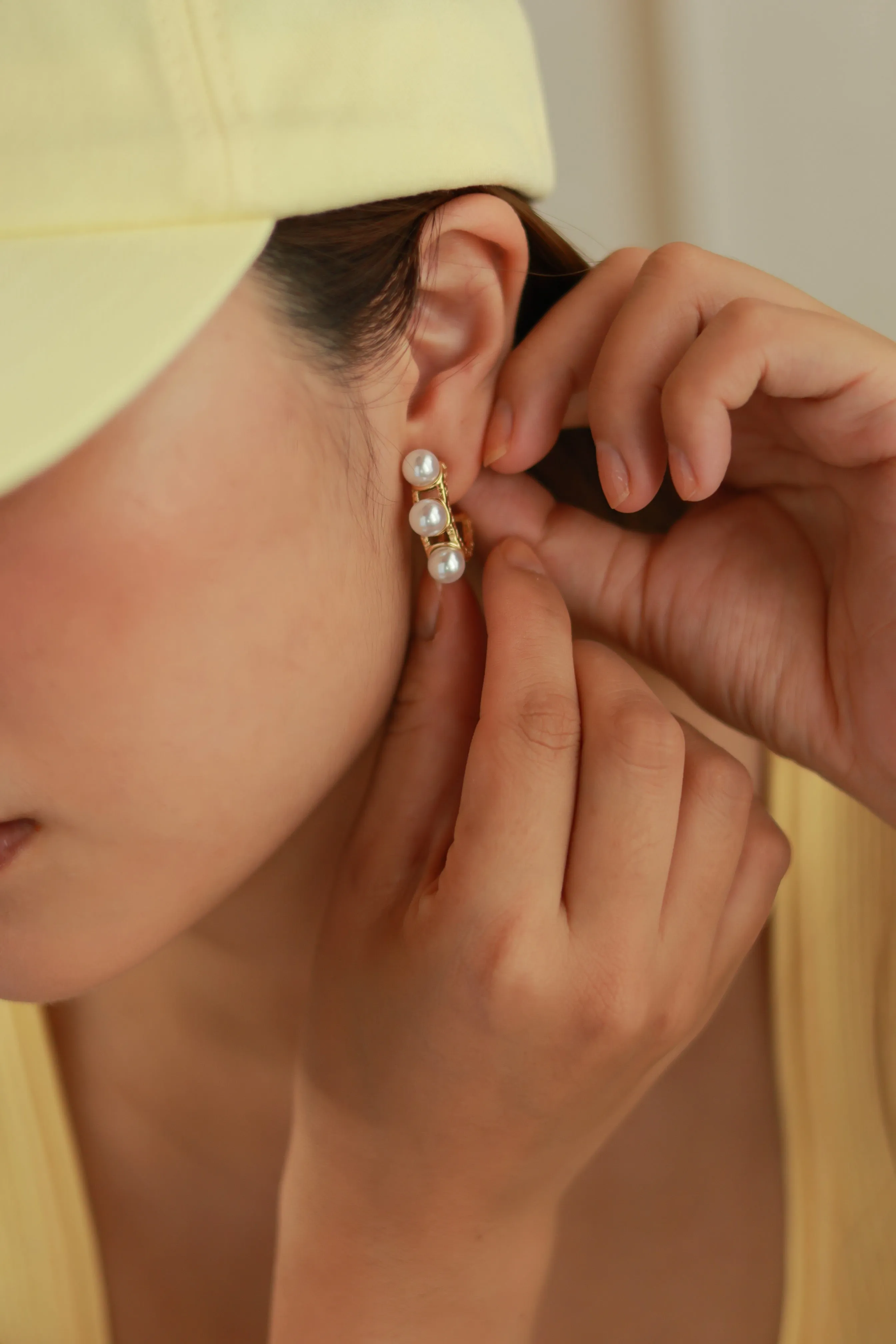 Geometric Pearl Hoops