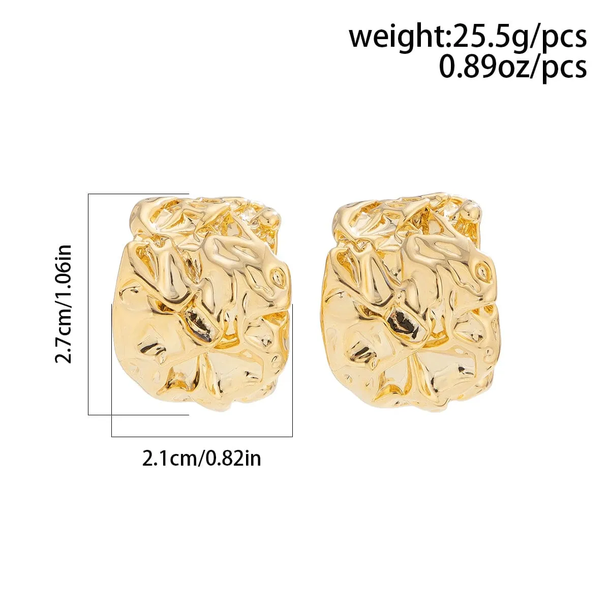 Geometric Textured Wide C Shaped Earrings