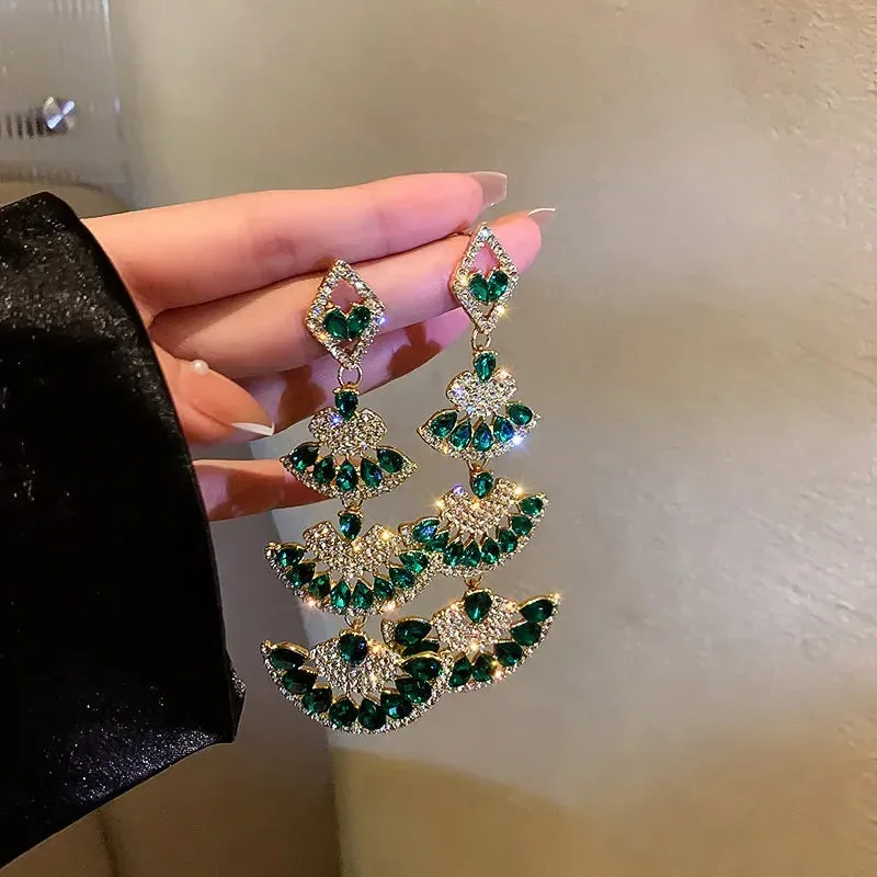Geometric Vintage Crystal Drop Earrings