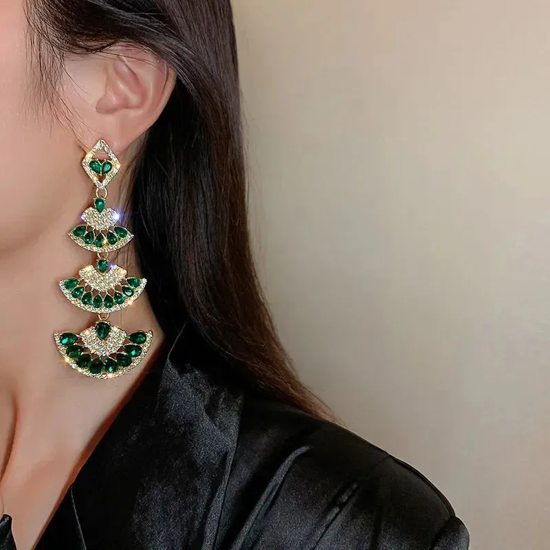Geometric Vintage Crystal Drop Earrings