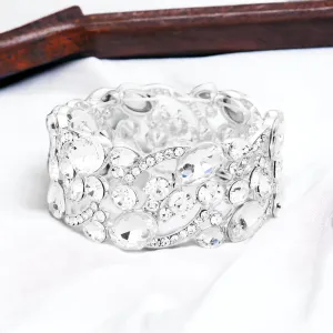 GIA - clear pave accented stretch rhinestone bracelet