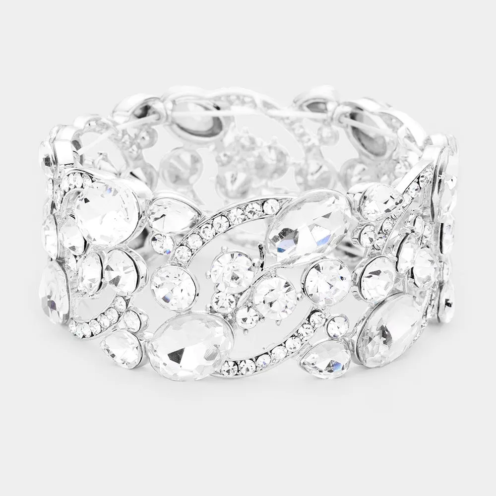 GIA - clear pave accented stretch rhinestone bracelet