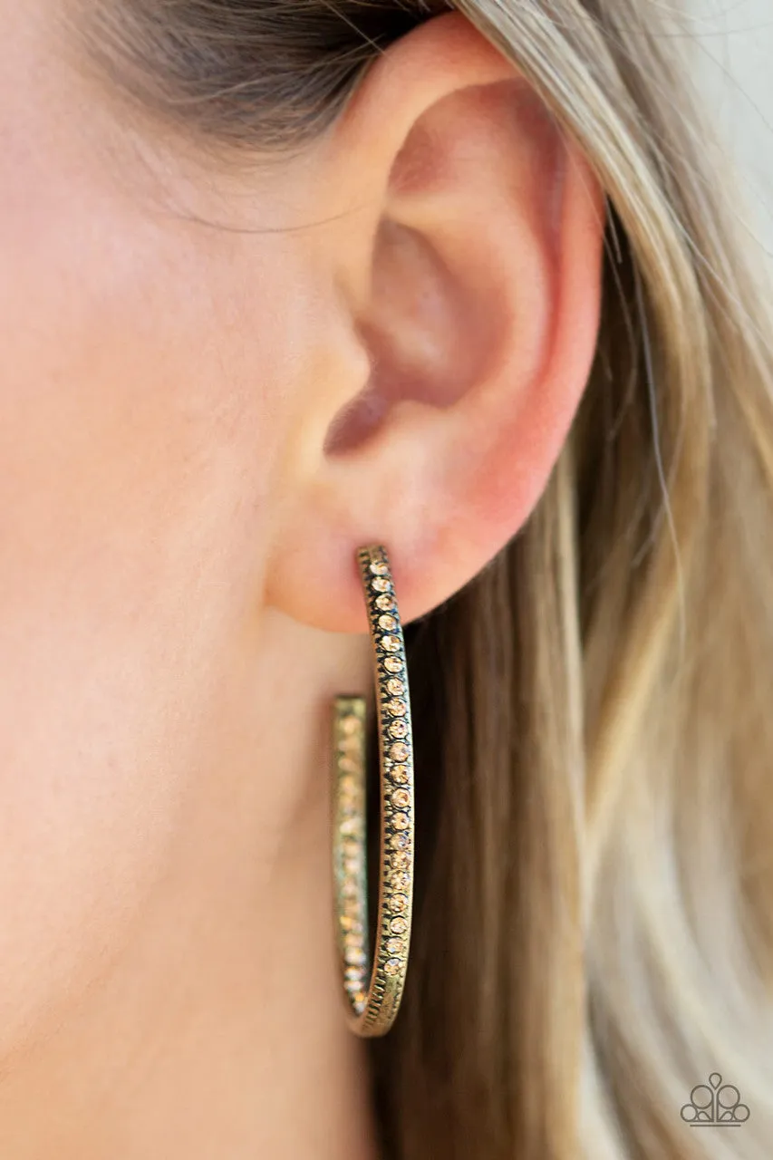 Globetrotting Glitter Brass Paparazzi Earrings