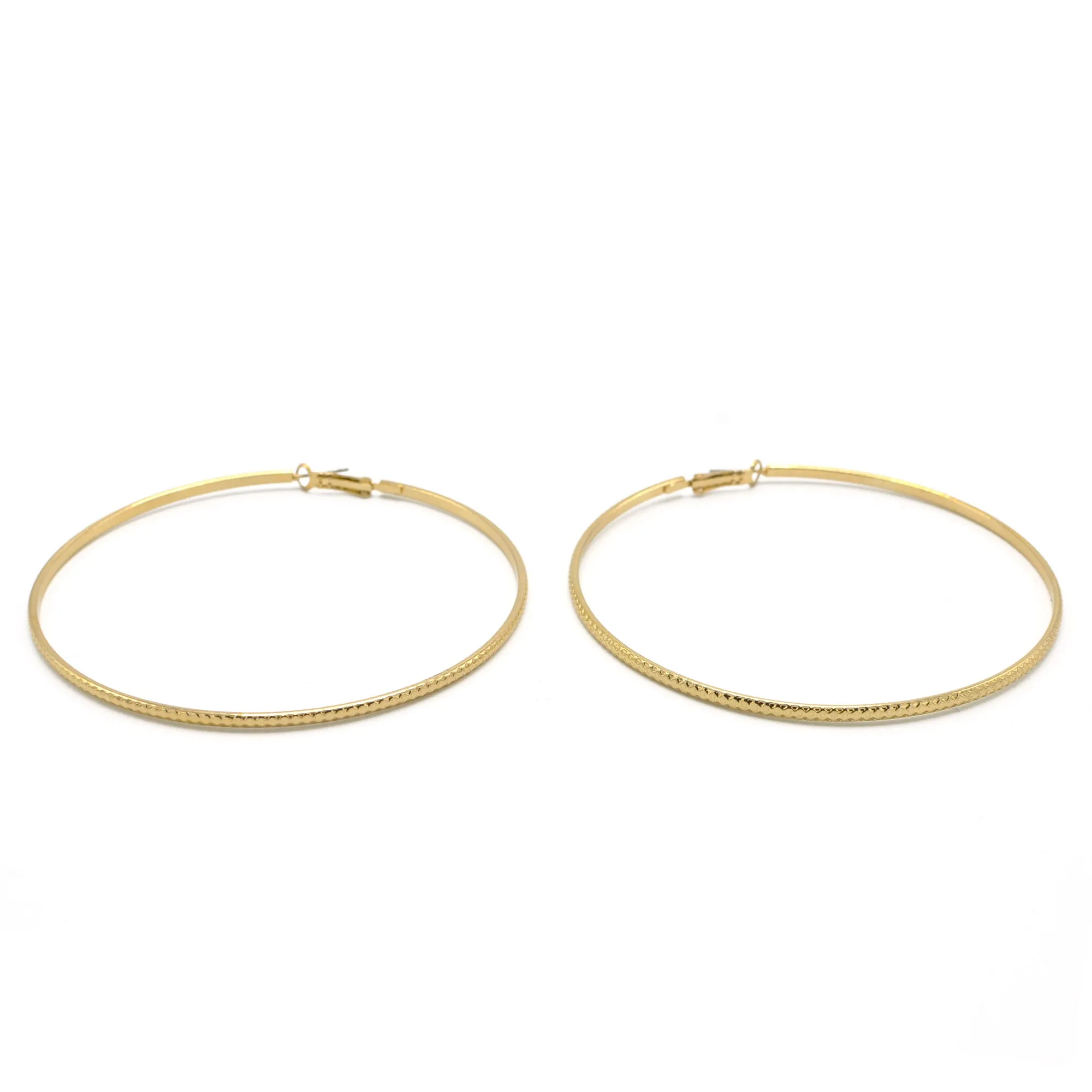 GOLD 3.25" INCH DIAMETER LARGE AND THIN HOOP ROUND EARRINGS#SQ325E-5208GLD (GC5)