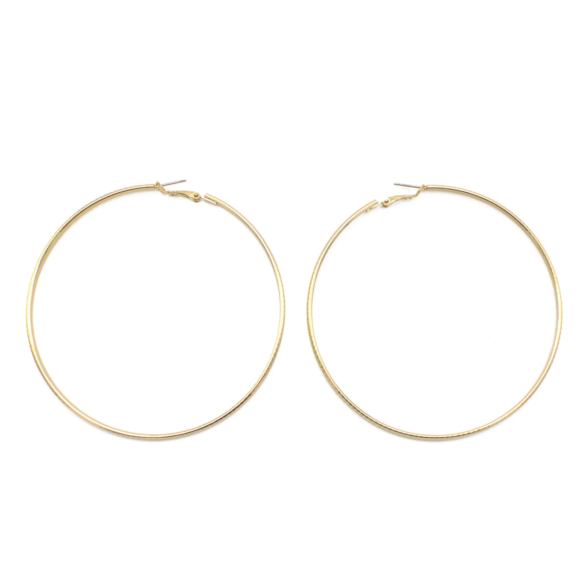 GOLD 3.25" INCH DIAMETER LARGE AND THIN HOOP ROUND EARRINGS#SQ325E-5208GLD (GC5)
