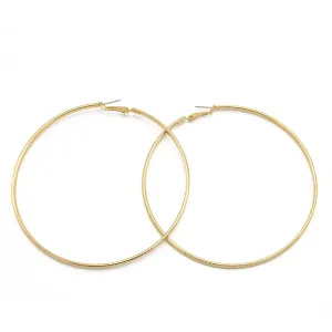 GOLD 3.25" INCH DIAMETER LARGE AND THIN HOOP ROUND EARRINGS#SQ325E-5208GLD (GC5)