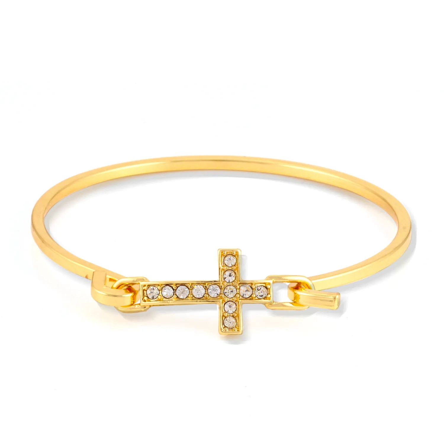 GOLD CROSS RHINESTONE BRACELETS #HNB85313GDCR (HE11)